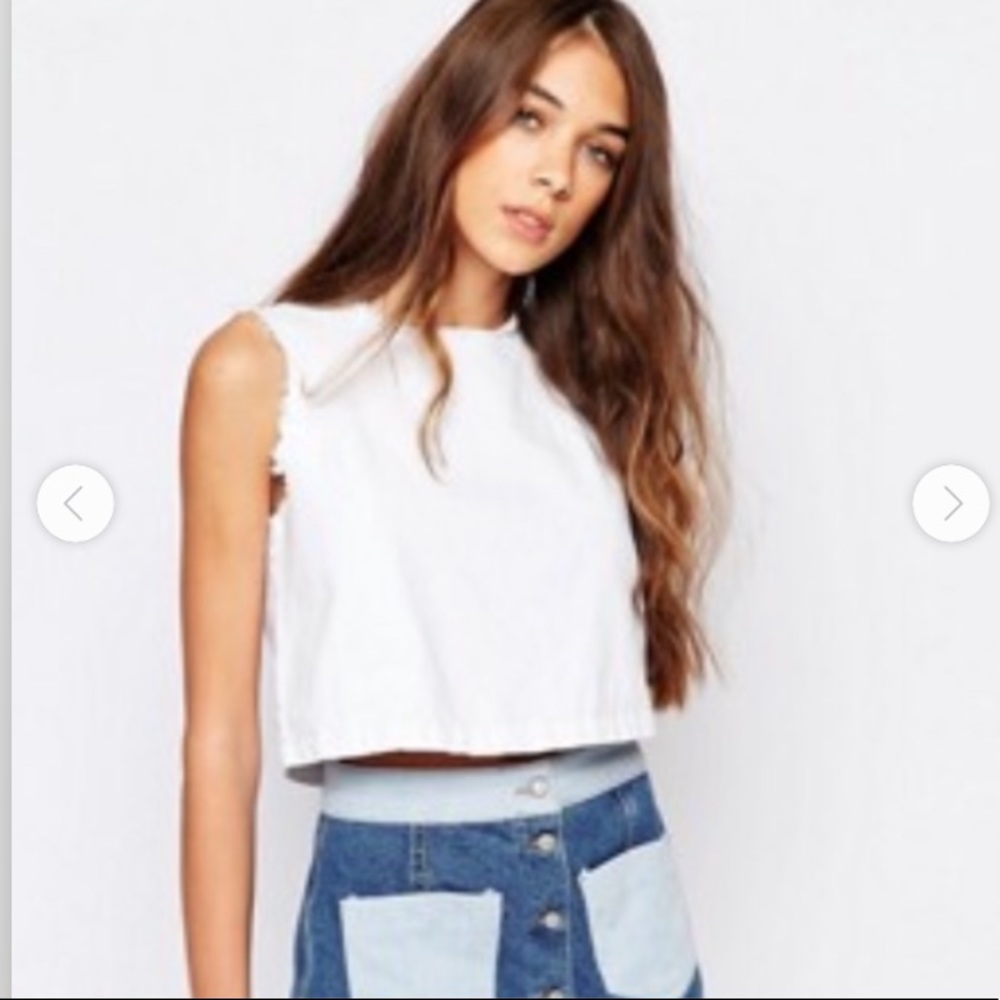 White denim crop top small